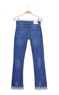 Blugi tiv brodat H&M, boot cut, talie ajustabila, 9-10 ani