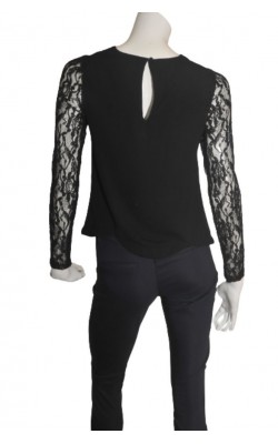 Bluza neagra cu maneci dantela Warehouse, marime 38