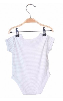 Body alb cu dungi gri George, 0-3 luni, 8 kg