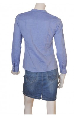 Camasa bleu cu volane H&M, croi cambrat, marime 38