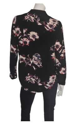 Camasa neagra cu flori Second Female, crepe vascoza, marime 42