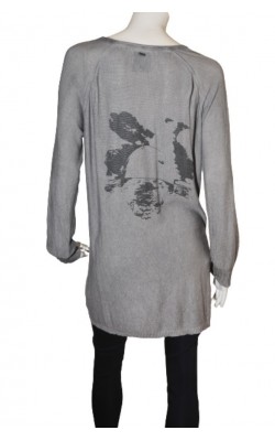 Cardigan gri Pulz Jeans, imprimeu spate, marime XL