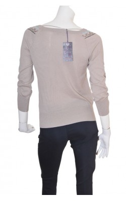 Cardigan taupe brodat Cream, marime 40