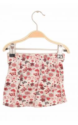 Fusta alba print floral Smile, short ascuns, 4-6 luni
