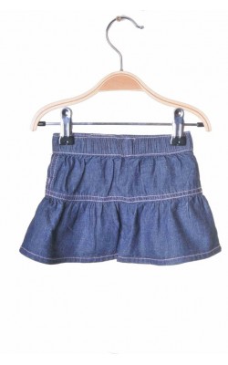 Fusta clos din denim subtire George, cusaturi roz, 0-3 luni