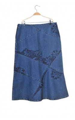 Fusta de blugi cu borderie Free Form, marime 44