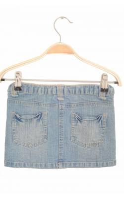 Fusta denim broderie florala Mads&Mette, talie ajustabila, 2-3 ani