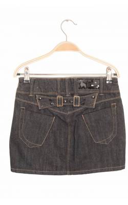 Fusta denim negru cu tinte metalice Freeze, talie ajustabila, 12 ani