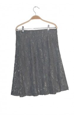 Fusta gri din dantela Cream, marime 38
