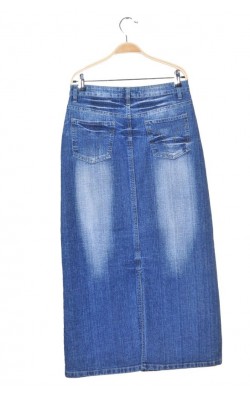 Fusta lunga denim cu broderie Kiss Miss, marime 36