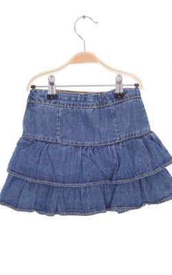 Fusta denim cu volane Place, talie ajustabila, 4 ani