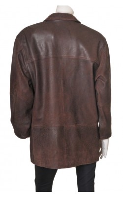 Jacheta maro din piele naturala Severin by Lubello, marime XL