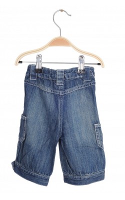 Jeans nasturi roz fetite, talie ajustabila, 6-9 luni