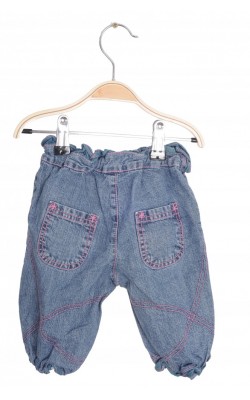 Jeans Name It, cusaturi roz, broderie florala, 1-3 luni