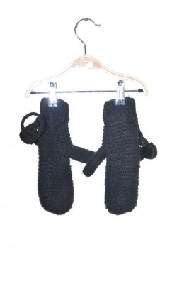 Manusi tricot negru cu captuseala polar, 12-14 ani