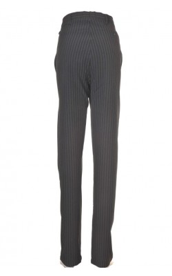 Pantaloni negri dungi fine albe, marime 48/50