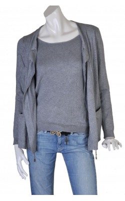 Pulover gri cu buzunare Cortefiel, marime 38