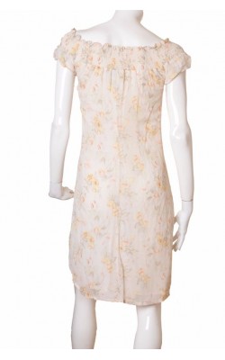 Rochie chiffon bej cu flori H&M Hennes, marime 36
