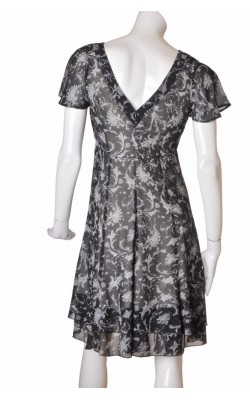 Rochie chiffon negru print floral Tara, marime 40