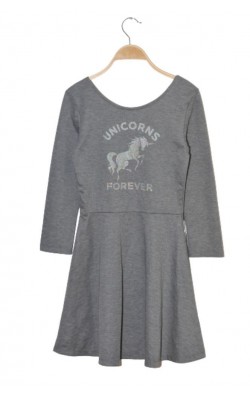 Rochie gri imprimeu unicorn H&M, 12-14 ani