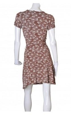 Rochie jerse vascoza maro cu print bej Cubus, marime S