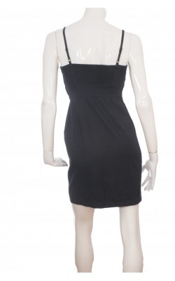 Rochie neagra stretch panou plisat alb H&M, marime 38
