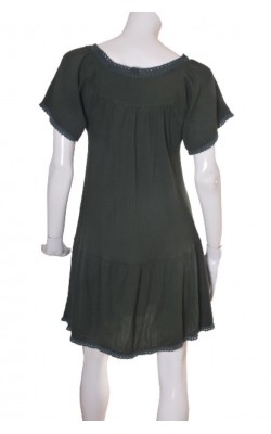 Rochie panza topita verde inchis Indiska, guler dantela, marime M
