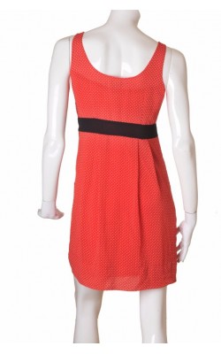 Rochie rosie cu buline albe H&M, chiffon, marime 42