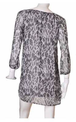 Rochie chiffon gri cu negru Zavanna, marime 38