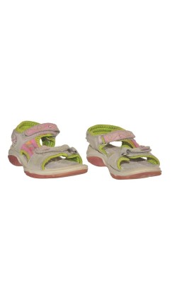 Sandale gri cu roz si fistic Twisty, piele, marime 30