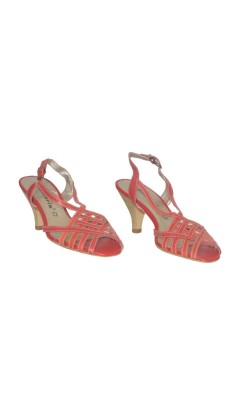Sandale rosii cu toc Tamaris, piele naturala, marime 35