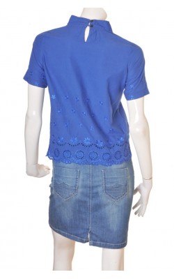 Top albastru cu broderie Apple&Eve, marime S