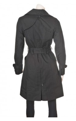 Trenci negru H&M, captuseala neagra cu buline albe, marime 40