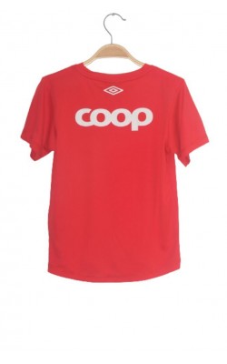 Tricou fotbal Umbro, rosu cu imprimeu alb, 7-8 ani