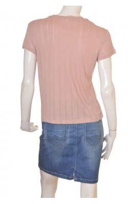 Tricou jerseu ajurat H&M, bumbac si modal, marime L