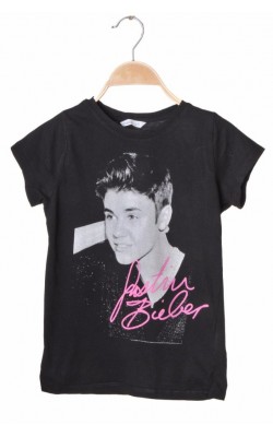 Tricou negru Cubus, imprimeu Justin Bieber, 10-11 ani