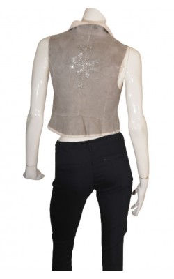 Vesta blanita cu broderie Cream, marime 38
