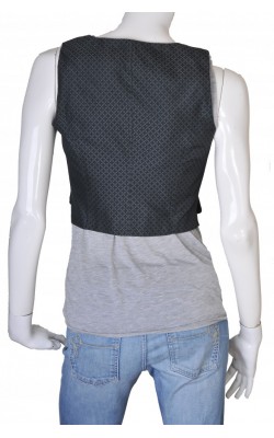 Vesta satin print gri Rutzou, marime 38